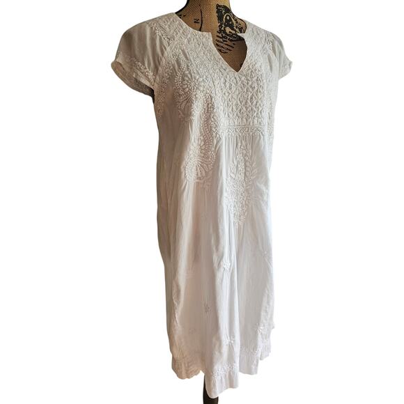 Roberta Roller Rabbit Faith Embroidered Floral Tunic Shift Cotton White Dress - Picture 5 of 12
